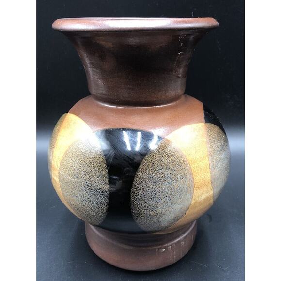 Vintage Pottery Craft USA Geometric Design Mid-Century Brown Vase 9.5” Tall - Picture 4 of 6